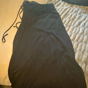 Black Darker Wavs Maxi Skirt